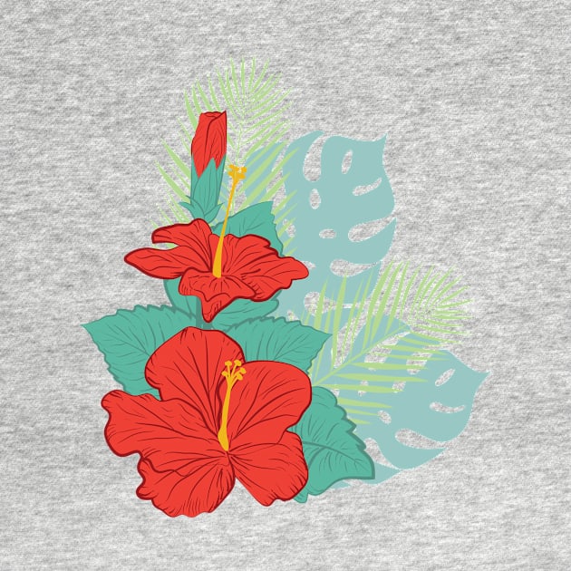 Hibiscus and Palms by SWON Design